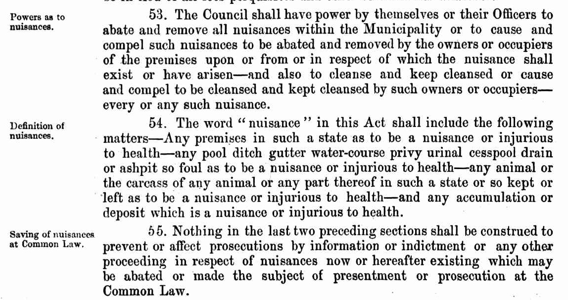 Extract from the 1858 Municipalities Act
